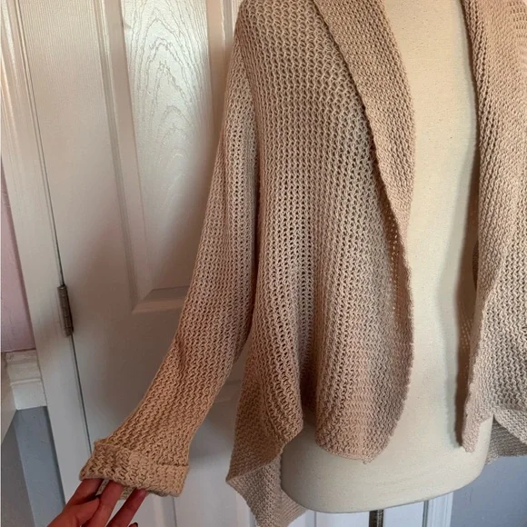Women CAbi Teachers Pet Lightweight Linen Open Front Draped Knit Cardigan Size L - Picture 5 of 16